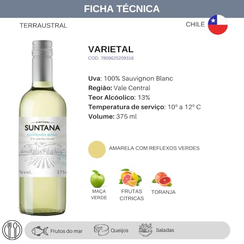Vinho Branco Chileno Suntana Varietal Sauvignon Blanc 375ml