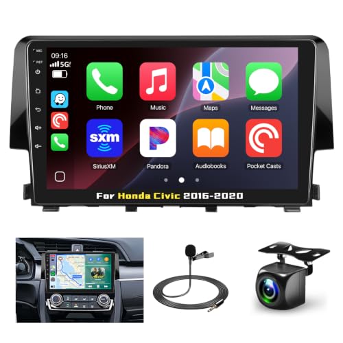 Upgraded 8-Core Car Stereo for Honda Civic 2016-2020, 10.1” IPS Touchscreen Android 15 Radio with 5G WiFi, Wireless CarPlay & Android Auto, 4G RAM 64G ROM, DSP, Backup Camera, Plug and Play+Backup Cam