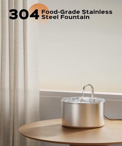 Uiooq S5 Stainless Steel Cat Water Fountain: Pet Fountains Indoor Metal Automatic Dispenser Cat Waterer Bowls Dog Faucet Bottle Pets 24/7 Running Watering thumb #3