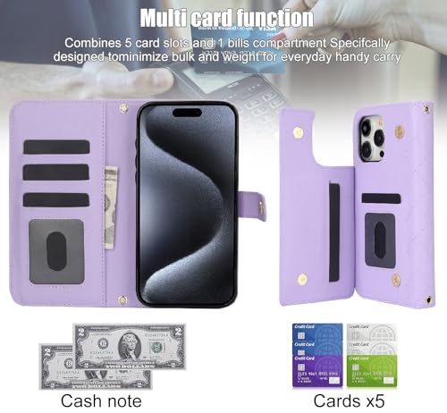 Housse portefeuille iPhone 14 Pro Max violette élégante aux finitions soignées