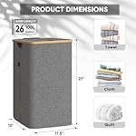 BALEINE Laundry Hamper with Lid, Tall Laundry Baskets with Bamboo Pull Handles, Large Laundry Bin with Internal Support (26 Gal/100L, Beige) - Image 4