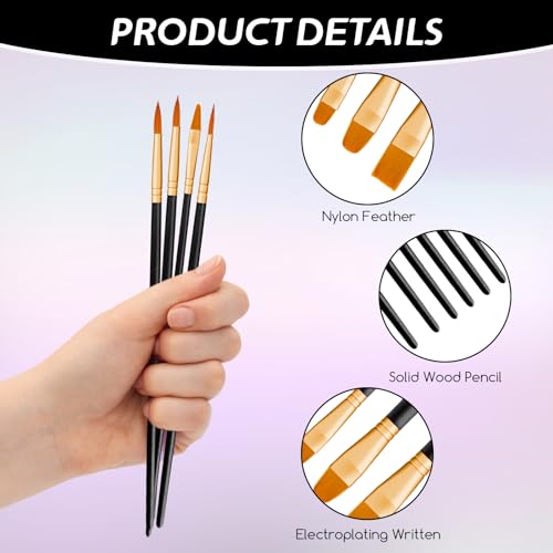 CNMTCCO Paint Brushes 20 PCS Nylon Hair Paint Brushes Set for Acrylic Oil Watercolor Gouache Painting Face Paint Brushes for Children and Adults (Black) - Image 2