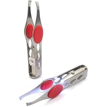 2Pcs Silver Tweezer With LED Light For Hair Removal Makeup Tool Eyebrow Eyelash for Women Facial Hair, Lash Trimmer,Hair Tweezers,Ingrown For Tweezer,Tweeze,Women's Hair Removal Tweezers