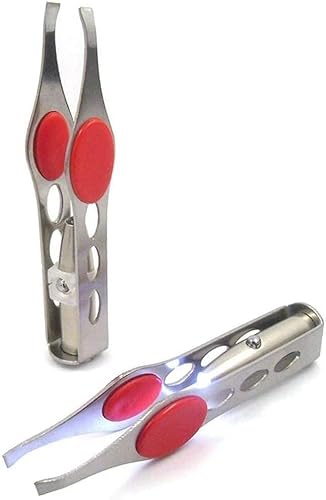 Red Details About Tweezer with LED Light for Hair Removal Makeup Tool Eyebrow Eyelash Tweezers,Lash Trimmer,Trimmer,Round,Brow Tools,Hair Tweezers,ingrown,Hairs Removal Tweezer