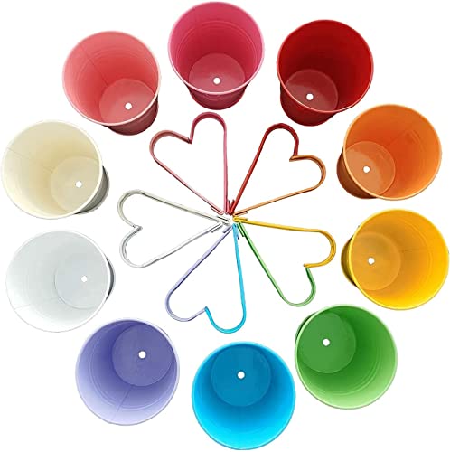 Hanging Flower Pots Planter Buckets For Railing Garden Patio Fence Balcony Home Decoration (10 Pack 5.2", 10 Colors) #TOP1