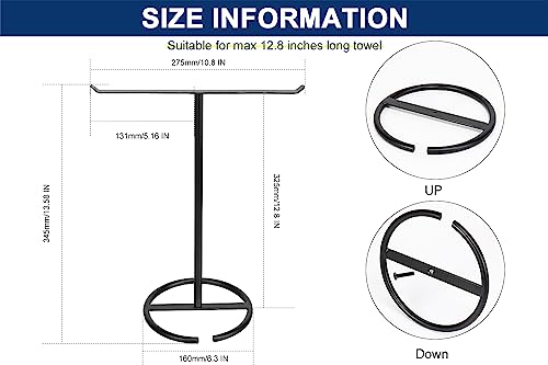 Nearmoon T-Shape Hand Towel Holder-Bathroom Towel Rack-Stand With Round Base Towel Bar For Bathroom Kitchen Vanity Countertop, All-Metal Waterproof Standing Tower Ring, Matte Black #TOP1