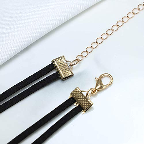 TseenYi Lederhalskette, Choker, kurzschichtige Wildleder-Halsketten, Boho-Stil, mehrlagig, Kreis-Halskette, Schmuck für Damen und Mädchen, Metall Kunstleder