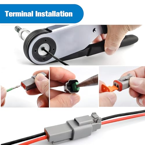 Image of Nilight 2 PIN DT Connector Kit 3 Sets Size 16 Solid Contacts | Waterproof Male Female Terminal for 14-20 AWG DT Series Connectors Car Truck Motorcycle Off-Road Vehicles Boat