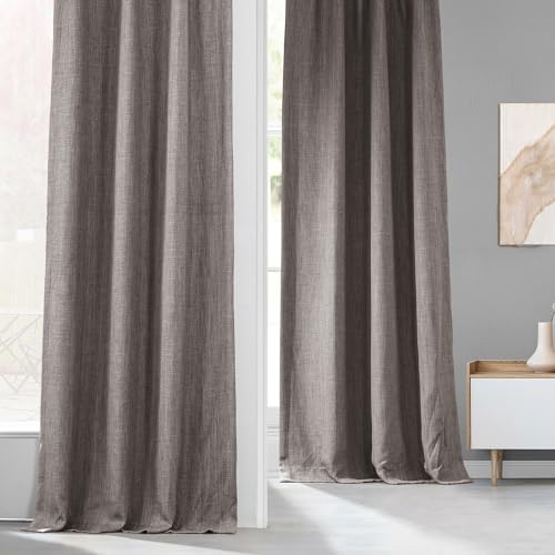 Image of HPD Half Price Drapes Faux Linen Mink Room Darkening Curtains | 50 x 84 Inch | Pole Pocket Design | Blocks 70% Light | Pack of 10