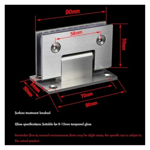 Charnières de porte de douche fixation à 90 degrés pour armoire