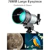 Telescope for Kids & Beginner Astronomers - 70mm Aperture Astronomical Refractor Telescope for Adults - Multi-Coated High Transmission Coatings with Mount Tripod Phone Adapter