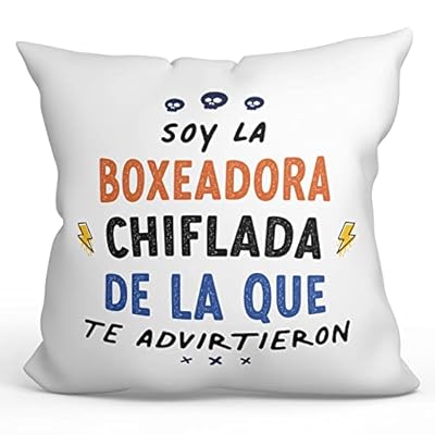 MUGFFINS Cojín 40x40 cm para BOXEADORA Mujer Relleno Incluído - En Español - Todos te advirtieron - Regalo Original y Divertido | Ya disponible en tu tienda friki favorita! En mundofriki.es!