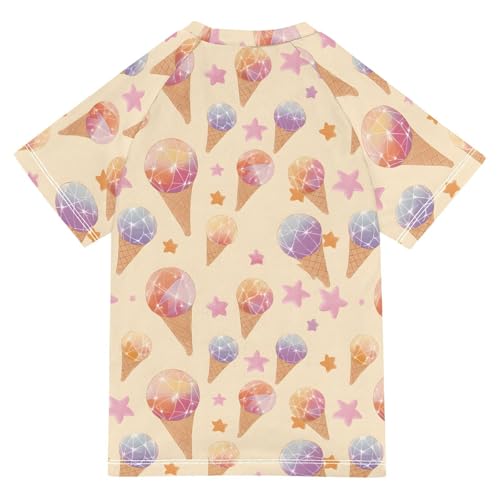 ALAZA Kids Rash Guard Girls Toddler Swim Shirts Short Sleeve Ice Cream Cute UPF 50+ 3T2
