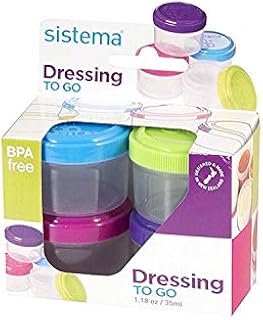 Sistema To Go Collection 1.18 oz. Salad Dressing Containers, Pink/Green/Blue/Purple, 4 Pack |