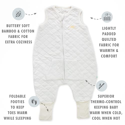 Tealbee Dreamsuit: Toddler Sleep Sack With Feet 2T 3T - 1.2 Tog Four Season Baby Wearable Blanket For Walkers - Bamboo, Organic Cotton Sleeping Bag - Sunshine #TOP3