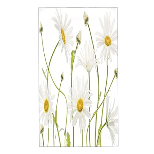Covasa Daisy Hand Towels For Bathroom,Set Of 2,Summer Flower Floral Nature Macro High Key Ox Eye Daisy Daises Flowers,Soft Absorbent Small Bath Towel Kitchen Dish Guest Towel Home Decor 15.7"X27.5" #TOP14