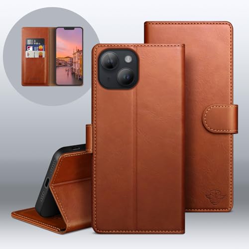 SUANDUCK Wallet Case for iPhone 14 6.1", Light Brown by SUANDUCK - Used condition - Image 7