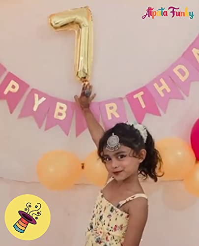 Image of Atpata Funky 7 Number Golden Foil Balloon 16 inch Size Birthday Decoration Items | Happy Birthday Decoration Kit | 7th Year Birthday Party Anniversary Wedding Decorations