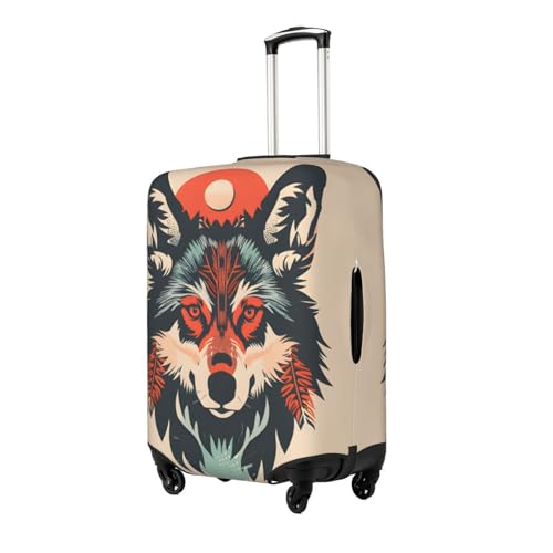 Retro Wolf Head Travel Luggage Cover Suitcase Protector Bag,Anti-Scratch Fits 18-32 Inch Luggage,Baggage Covers For Kid And Adult,Large2