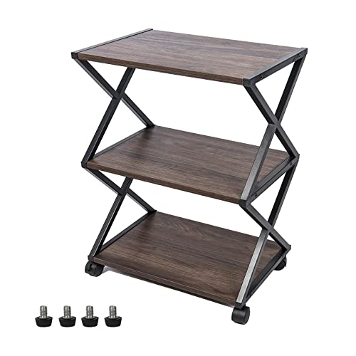 Noze 3 Tiers Mobile Printer Stand Rolling Printer Cart With Wheels Industrial Machine Storage Shelf Wood And Metal Desk Printer Table For Home Office, Dark Walnut… #TOP2