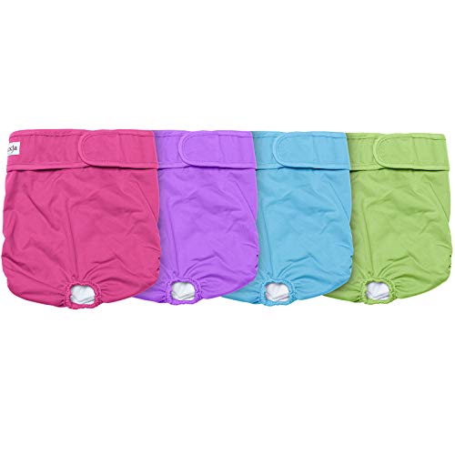 Luxja Reusable Female Dog Diapers (Pack Of 4), Washable Wraps For Female Dog (X-Large, Sky Blue+Purple+Green+Rose Red) #TOP6