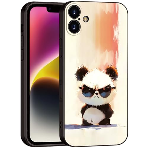 Cute Panda with Sunglasses for iPhone 16 Case- Cartoon Soft Shockproof Cover for Girls & Women & boy & Men (B1- Cool Panda with Sunglasses)