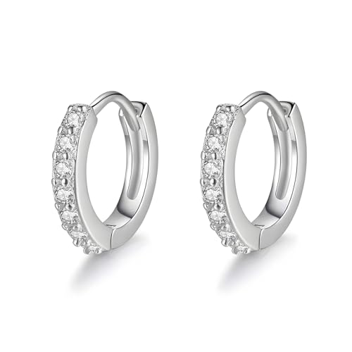 DOETYD Orecchini da donna in argento Sterling 925, orecchini a cerchio con zirconia cubica, 16mm, Argento
