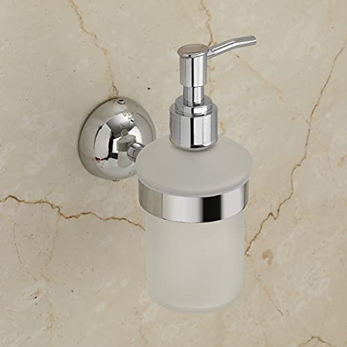 Image of USF Bath Accessories 304 Stainless Steel and Glass Liquid Soap Dispenser for Bathroom and Wash Basin (Medium,Chrome)