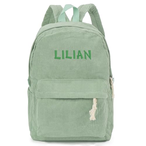 MT WORLD Corduroy Backpack Personalized College Backpack with Name Travel Backpack Purse School Backpack Laptop Large Capacity Backpacks College Shoulder Bag (Green)