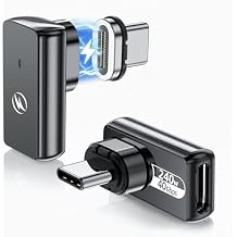 USB C Magnetic Adapter 240w, 2 Pack 90 Degree Magnetic USB C Adapter 24 Pin with PD Fast Charging USBC 4 40Gbps 8K 60Hz for Thunderbolt 3/4, MacBook Pro/Air and More Type C Devices
