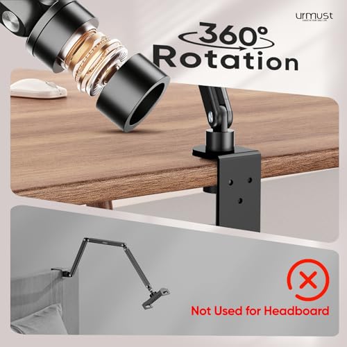Urmust Tablet Stand for Desk, Adjustable iPad Holder for Bed, 360° Rotation, Sturdy Aluminum Tablet Arm Mount for 4.7"-15.6" iPad Pro/Air/Mini, iPhone, Galaxy Tab, for Kitchen, Work, Video Call by Urmust - Image 8