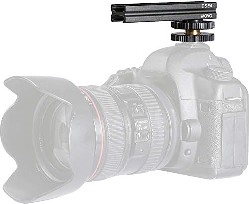 Movo DSE4 Adjustable Cold Shoe Extension Bar - Cold Shoe Rail for DSLR Accessories - Lights, Monitors, Microphones, and More (4")