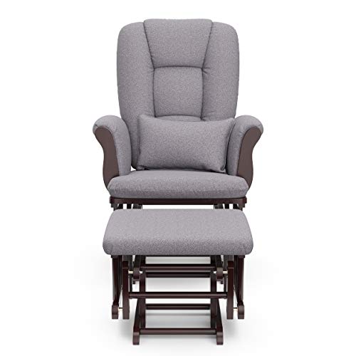 Storkcraft 06554-559 Tuscany Custom Glider And Ottoman With Free Lumbar Pillow (Espresso/Slate Gray Swirl) - Cleanable Upholstered Comfort Rocking Nursery Chair thumb #3
