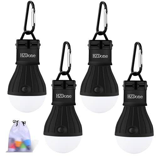 HZDone LED Camping Lantern [4 Pack] Portable Outdoor Tent Light Bulb for Camping Hiking Fishing Hurricane Storm Outage-Battery Powered Emergency Light [Red Blue Yellow Green Color Options]