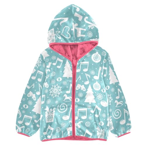 OTVEE Merry Christmas Musical Notes Kids Hoodie Jacket Fall Spring Full Zip Warm Outwear Coat