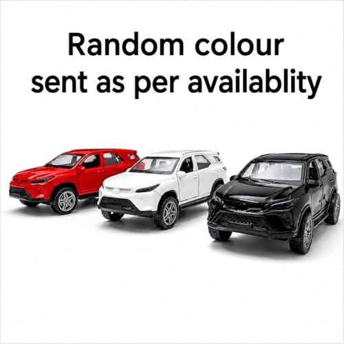 Image of Fortuner Die Cast Toy Car 1:36 Scale Pull Back SUV for Kids | Alloy Metal Body with Sound & Light | Openable Doors & Boot | Realistic Miniature Car Model (Random Colour 1Pc)