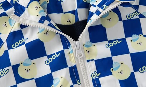 Baby Boy Color Blocked Cute Cartoon Printed Long Sleeved Zipper Jacket With Fleece And Hat Submachine Jacket4