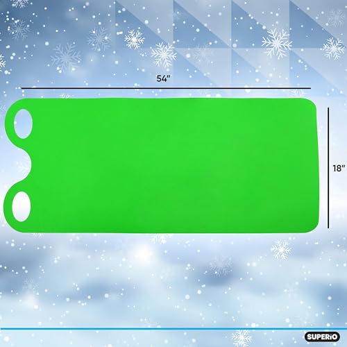 Superio Flexible Carpet Sled, Rollup Flying Carpet with Handles, 54" Lightweight Snow Rolling Slider for Kids and Adults, Flat Snow Sled for Quilting (Green) - Thumbnail 2
