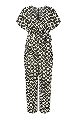 Image of Yumi Black Geometric Print Wrap Jumpsuit (Black, 10)