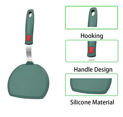 Tenta Kitchen Silicone Pancake Spatula Turner for Cooking and Baking- 600°F Heat Resistant Rubber Egg Spatulas (Green Round Spatula) by TENTA KITCHEN - Image 2