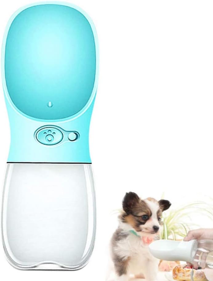 ペット給水器 ペットウォーターボトル ペット水飲みボトル 犬 猫携帯用水飲みボトル 水槽付き 水漏れ防止 350mlブルー ピンク ホワイト 信憑