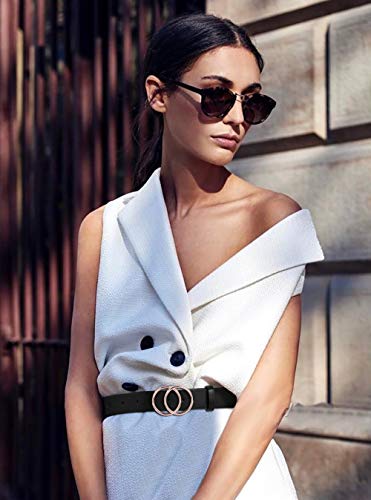 Suosdey Women Leather Belt Fashion Double O-Ring Soft Faux Leather Waist Belts For Jeans Dress #TOP2