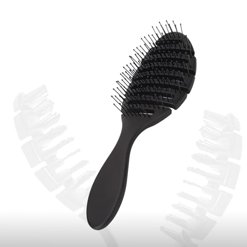 Image of Combelle Curved Vented Hair Brush, 21 cm, Black | Detangling Comb for Wet, Dry, Curly, Thick Hair | Faster Blow Drying, Anti-Frizz, Heat-Resistant for Women, Men & Kids (Black)