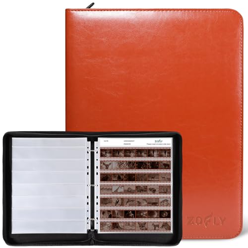 35mm Film Negative Storage Binder Album Kit - 30 Acid-Free Clear Negative Sleeves PU Leather Storage Binder Case for Camera 135/35mm Film Negatives Negative Page Preservers Up to 1260 Frames Brown