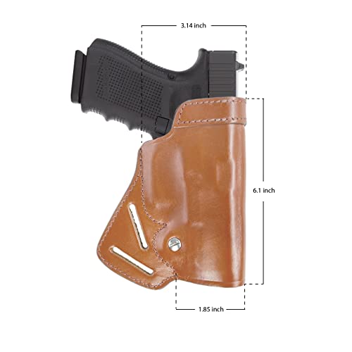 Koltster Glock 19 Holster, Small Of Back Holster For Glock 19 23 29 32, Ruger Sr9 Sr22, Sw Mp9 Mp40, Sig P225 P299, Taurus G2 Genuine Leather Sob Holster Right Handed Brown Owb Handmade (Alis470) #TOP4