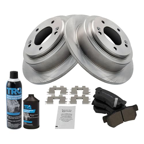 Image of TRQ Rear Brake Pad & Rotor Kit, with Chemical Kit Semi-Metallic Compatible with 2004-2006 Kia Amanti