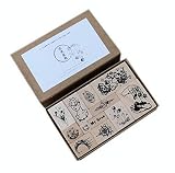Annchaos Wooden Stamps Set DIY Rubber Seal Template Scrapbooking Card Making Mold Album Planner Arts