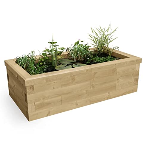 WoodBlocX Raised Pond Kit- Wooden Garden Pond For Fish, Plants