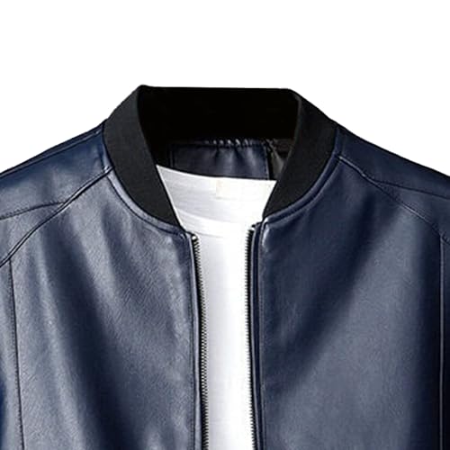 Blouson bomber bleu en similicuir pour homme DGKaxiyaHM veste légère ajustée 8XL - 2