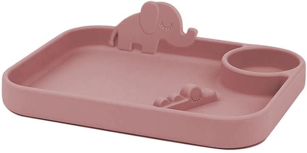 Meleni Baby Silikon 3 Bölmeli Bebek Beslenme Tabağı,silikon Tabak, Silikon Beslenme Aksesuarı - Pembe